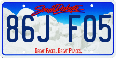 SD license plate 86JF05