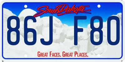 SD license plate 86JF80