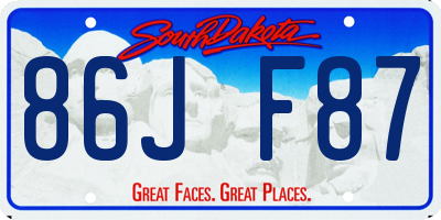 SD license plate 86JF87