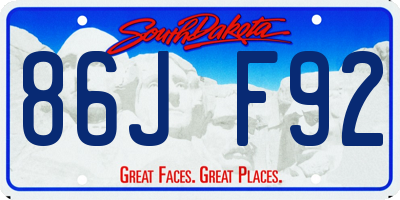 SD license plate 86JF92