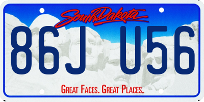 SD license plate 86JU56