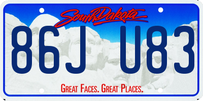 SD license plate 86JU83