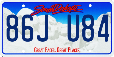 SD license plate 86JU84