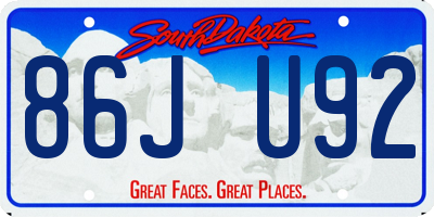 SD license plate 86JU92