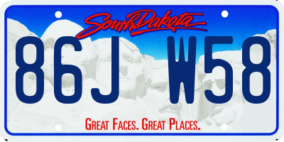 SD license plate 86JW58