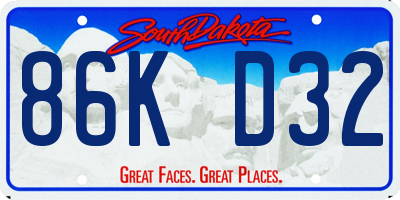 SD license plate 86KD32