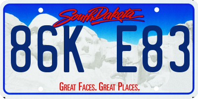SD license plate 86KE83