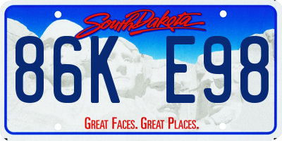 SD license plate 86KE98