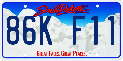 SD license plate 86KF11