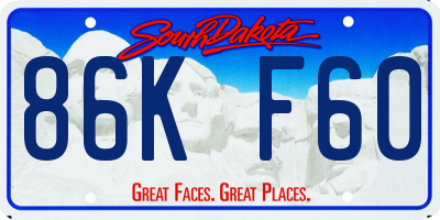 SD license plate 86KF60
