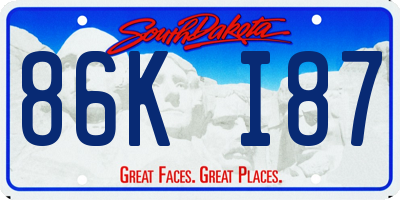 SD license plate 86KI87