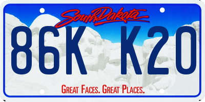 SD license plate 86KK20