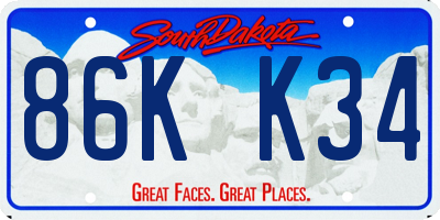 SD license plate 86KK34