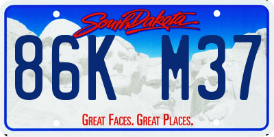 SD license plate 86KM37