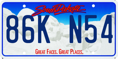 SD license plate 86KN54
