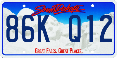 SD license plate 86KQ12