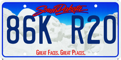 SD license plate 86KR20