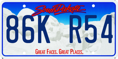 SD license plate 86KR54