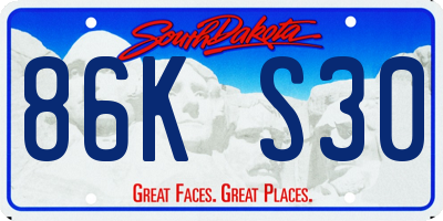 SD license plate 86KS30