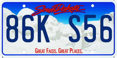 SD license plate 86KS56