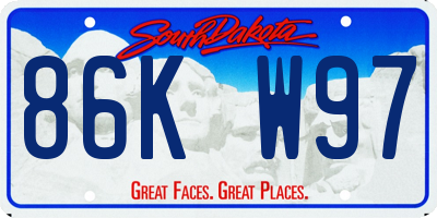 SD license plate 86KW97