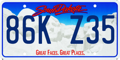 SD license plate 86KZ35