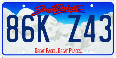 SD license plate 86KZ43