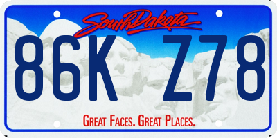 SD license plate 86KZ78