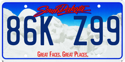 SD license plate 86KZ99