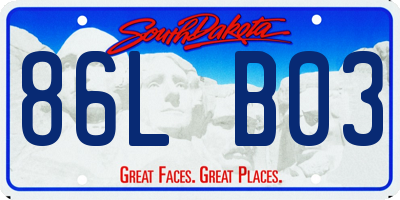 SD license plate 86LB03
