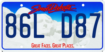 SD license plate 86LD87