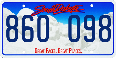 SD license plate 86OO98