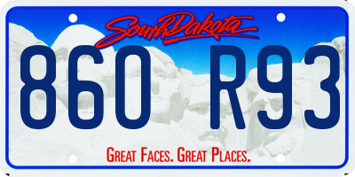 SD license plate 86OR93