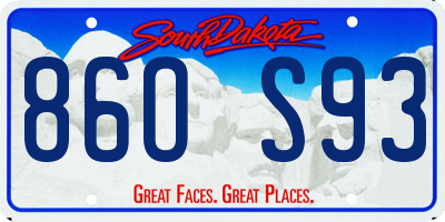 SD license plate 86OS93