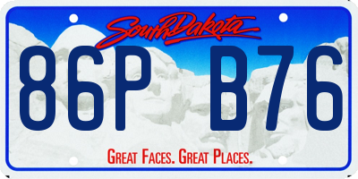 SD license plate 86PB76