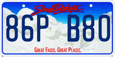 SD license plate 86PB80