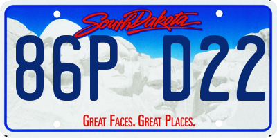 SD license plate 86PD22