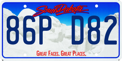 SD license plate 86PD82