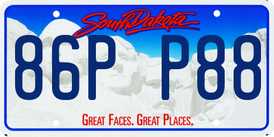 SD license plate 86PP88