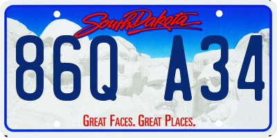 SD license plate 86QA34