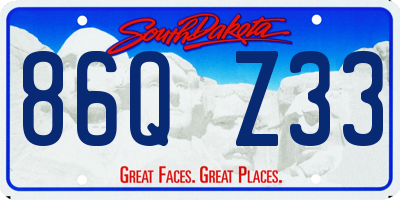SD license plate 86QZ33