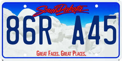 SD license plate 86RA45
