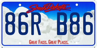 SD license plate 86RB86