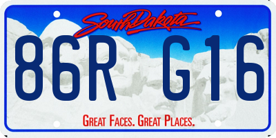 SD license plate 86RG16