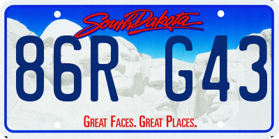 SD license plate 86RG43