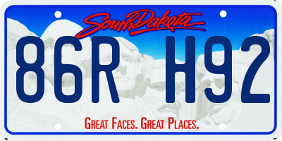 SD license plate 86RH92