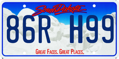SD license plate 86RH99