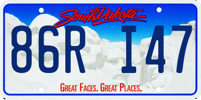 SD license plate 86RI47
