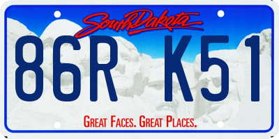SD license plate 86RK51