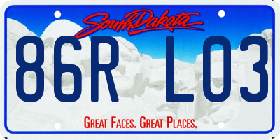SD license plate 86RL03